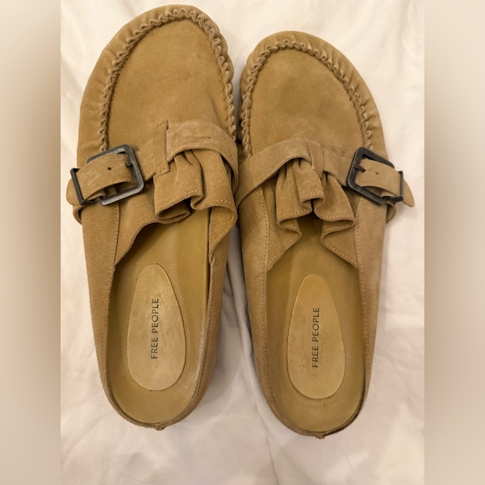 Free People After Riding Mules Suede Buckle Loafers, Size 10 - Picture 5 of 6
